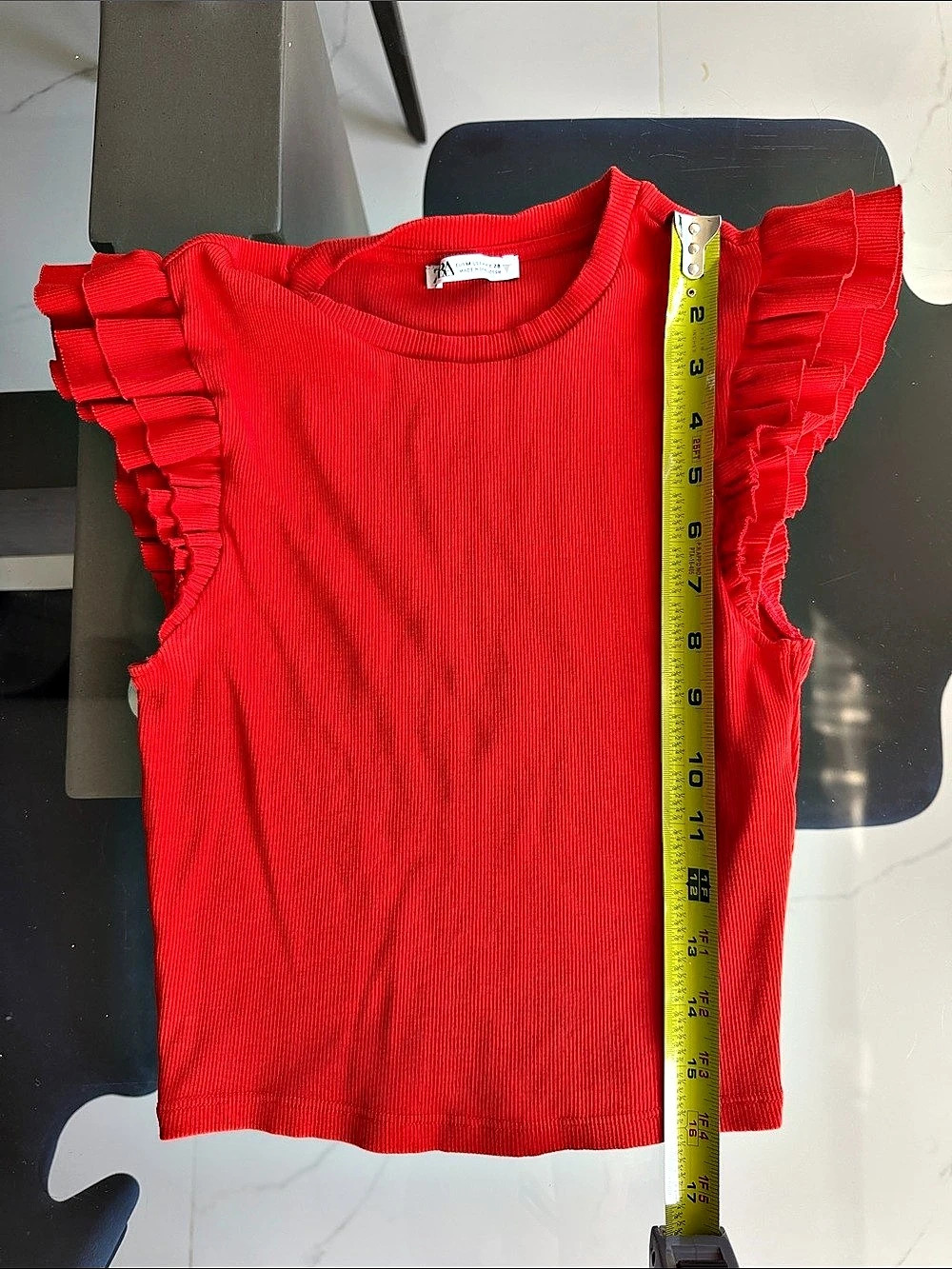 Zara Ribbed Ruffle Sleeveless Top - Picture 8 of 9